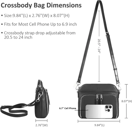 Vista 4 de befen - Bolsos cruzados de cuero genuino para mujer, bolso pequeño cruzado para el hombro con billetera RFID incorporada