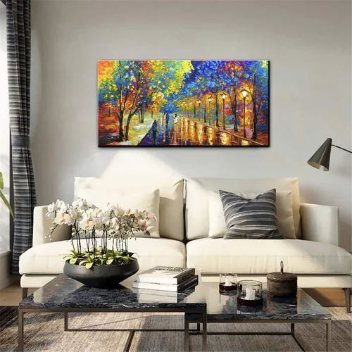 Vista 7 de Tyed Art - Pinturas al óleo de 24 x 48 pulgadas sobre lienzo, arte 100% pintado a mano, obra de arte contemporánea, obra de arte abstracta, arte
