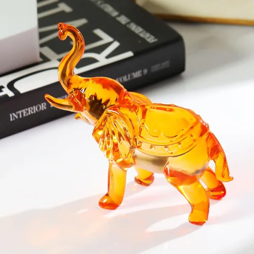 Vista 7 de YWHL Figura de elefante de cristal ámbar, regalos para mujeres, estatua de cristal hecha a mano, regalo para amantes de los elefantes, figuras