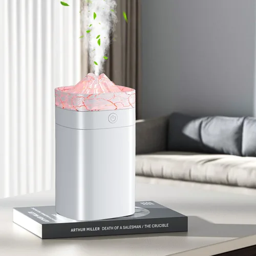 Vista 11 de Humidificador pequeño portátil, humidificador de niebla fría de 13.5 fl oz para dormitorio, humidificador de escritorio alimentado por USB con luz