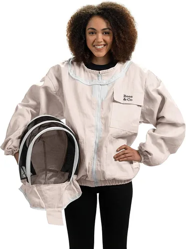 Vista 7 de Bees & Co K74 Chaqueta de apicultor de algodón natural con velo de esgrima