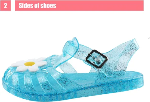 Vista 3 de Zapatos de gelatina para niñas, sandalias de cumpleaños de princesa de la reina de las nieves para niñas pequeñas, para fiestas inspiradas