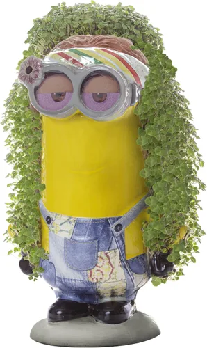 Vista 3 de Chia Pet Kevin - Minions con paquete de semillas, maceta decorativa de cerámica, fácil de hacer y divertida de cultivar, regalo novedoso, perfecto