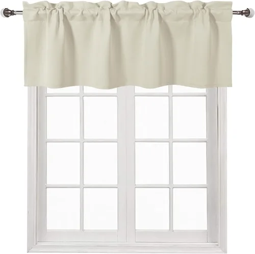 Vista 29 de DWCN Cenefa para ventana de cocina, con bolsillo para barra, para ventana, sala de estar/sótano, 36 x 16 pulgadas de largo, 1 panel, beige