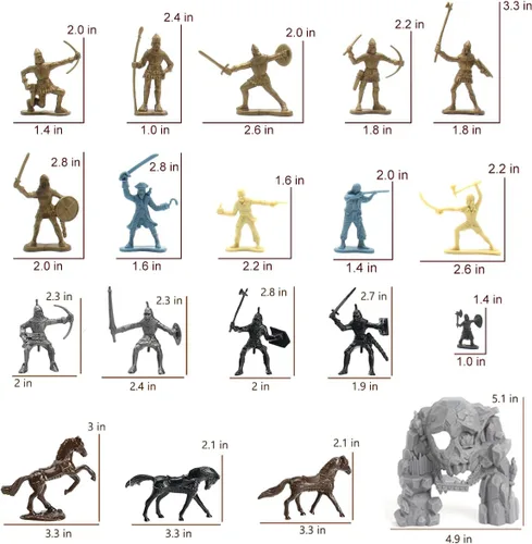 Vista 6 de Plustopoy Figuras de Soldados de Juguete de Caballeros de Castillo Medieval Hombres del Ejército, Juguete de Construcción de Castillo DIY de Los