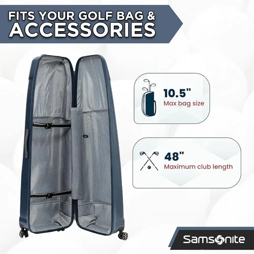 Vista 2 de Samsonite Tour Pro Golf Hard Case Travel Bag Lightweight, Durable ABS Shell, 360 Degree Multi-Directional Shark Wheels