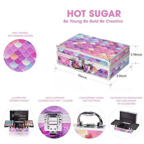Vista 2 de Hot Sugar Kit de maquillaje para niñas de 10 a 12 años, juego de maquillaje para niñas de 8 a 12 años, 14 a 16 años, caja de belleza con cosméticos