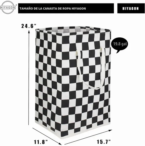 Vista 4 de Cesta de lavandería independiente de 75 litros, canasta grande plegable para ropa alta con asas, contenedor de almacenamiento de juguetes