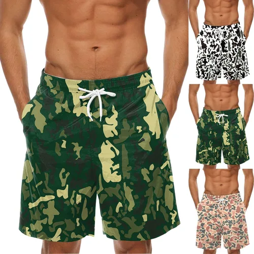 Vista 2 de Cathalem Beach Shorts for Men,Men's Beachwear Summer Holiday Quick Dry Beach Shorts Bathing Suit Striped Swim Trunks
