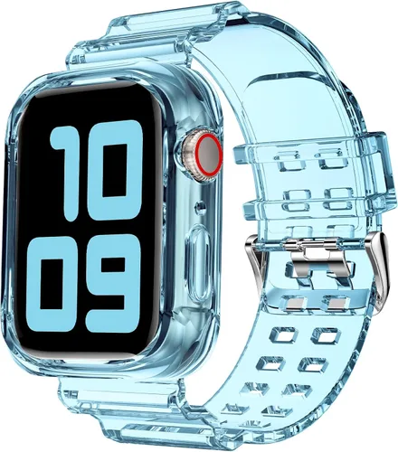 Vista 42 de DABAOZA - Correa transparente compatible con Apple Watch de 1.772 in y 1.732 in, con purpurina transparente Women Men,Glitter Bling TPU