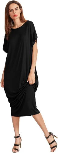 Vista 5 de Verdusa - Vestido largo, de manga corta, holgado, con bolsillos, para mujer, casual