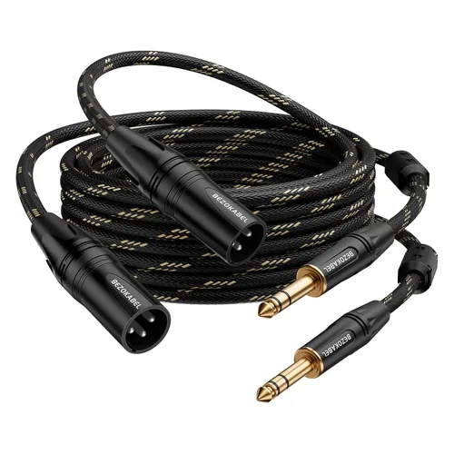 Vista 8 de Adaptador XLR equilibrado hembra a TRS de 1/4 pulgada (6.35mm), cable de micrófono de 6 pies Cable trenzado de nailon para micrófono, 6 pies, 1