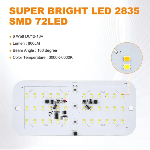 Vista 5 de BlueFire Luces interiores de techo de 800 lúmenes, CC 12-18 V regulables, luces LED interiores de RV de 6 W, 3000-6000 K, con control remoto
