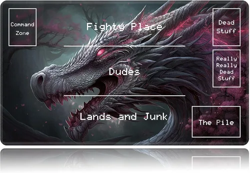 Vista 29 de Tapete de juego para MTG, tapete de juego de cartas, base de goma antideslizante y cosido, tapete de juego TCG de 24 x 14 pulgadas para MTG y otros
