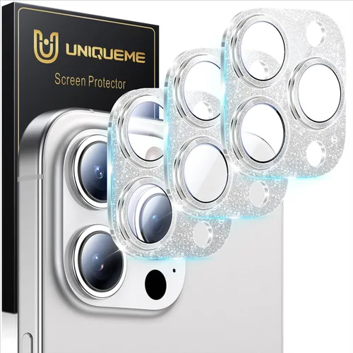 Vista 70 de UniqueMe para Paquete de 3 Protectores de Lente de Cámara para iPhone 15 Pro/iPhone 15 Pro Max, [Protección contra Caídas] [Compatible con Fundas]