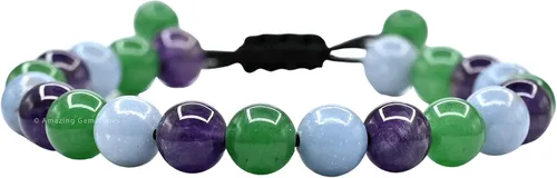 Vista 28 de Amazing Gemstone Pulsera de control de ira – Howlita Amazonita Lava Juego de pulseras para hombres y mujeres, curativa, calmante, ansiedad, alivio