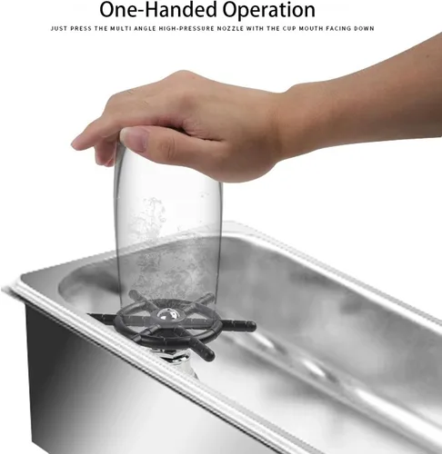 Vista 3 de Enjuagadora de vidrio para fregadero de cocina, grifo de lavadora de botellas de acero inoxidable, enjuague de cabeza, limpiador de tazas