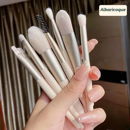 Vista 4 de Juego de 8 brochas de maquillaje, mini brochas de maquillaje, brochas de maquillaje, mezcla de rubor, corrector de sombra de ojos, delineador