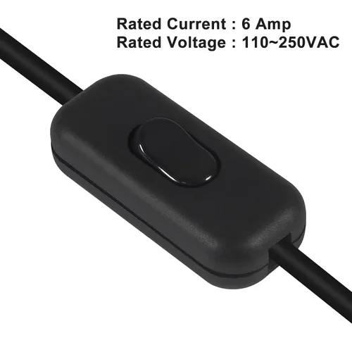 Vista 5 de 2 interruptores de cable en línea, AC120V 10A, 250V 6A, interruptor de control de lámpara de encendido y apagado para dormitorio, lámpara de mesa