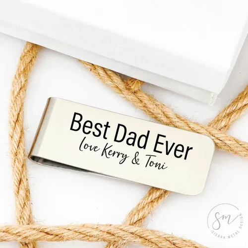 Vista 3 de Clip de dinero con clip para el mejor papá del mundo, idea de regalo para papá de niños, idea de regalo para el día del padre, regalo personalizado