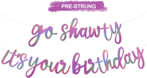 Vista 15 de BEISHIDA Pancarta Black Go Shawty It's Your Birthday de 11.4 pies, SIN BRICOLAJE - Pancarta de Feliz Cumpleaños con Purpurina Tema Hip Hop - Negro