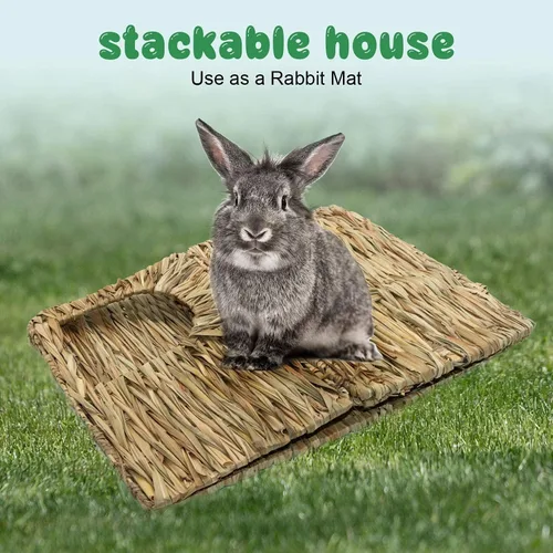 Vista 4 de Juguete natural para escondite de cama, tejido a mano para conejo, conejillo de indias, chinchilla hurón