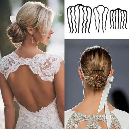 Vista 7 de 12 peines laterales para el cabello, pinzas para horquillas, alfileres, accesorios estilo francés, herramienta de peinado de dientes en forma de U