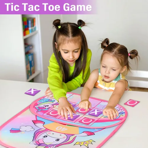 Vista 5 de YOTOY Juego de lanzamiento de bolsas de frijoles para niños, juguetes al aire libre de 3 a 8 años: juegos de fiesta de unicornio, actividades