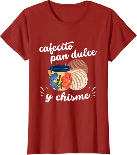 Vista 44 de Camiseta Cafecito Pan Dulce y Chisme Mexican Hispanic Pride Breakfast Negro