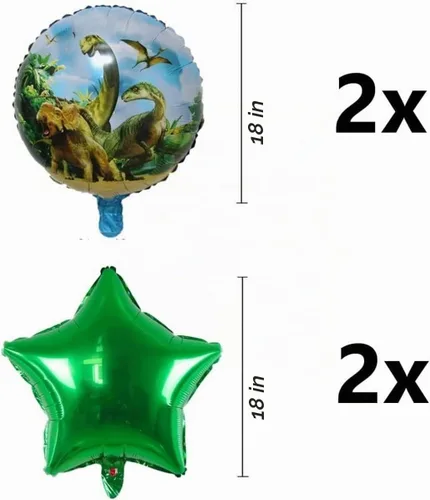 Vista 4 de DIWULI Juego de decoraciones de fiesta de dinosaurios: globo verde número 6, globos de dinosaurio, decoraciones de cumpleaños de dinosaurio 6: Seis