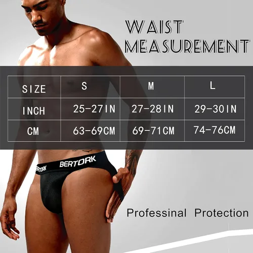 Vista 6 de Bertork Jock Straps - Soporte deportivo masculino para hombres con correas de béisbol, copa de fútbol, copa deportiva para hombres