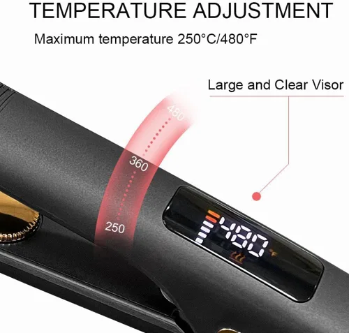 Vista 7 de Plancha de pelo profesional de 1.5 pulgadas, plancha plana de titanio ajustable hasta 450 °F