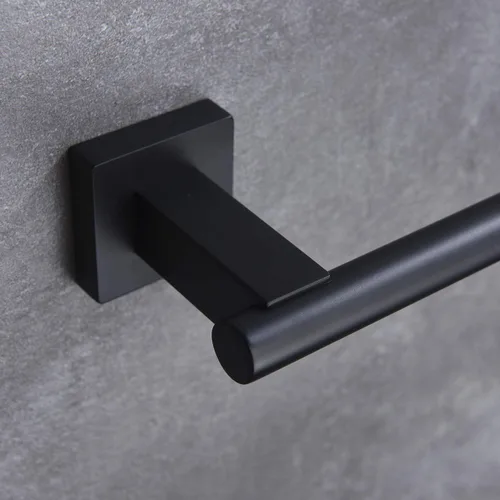 Vista 9 de Hoooh BS101S4-BK - Juego de accesorios de baño de 4 piezas, color negro mate, montaje en pared de acero inoxidable, incluye toallero doble, toallero