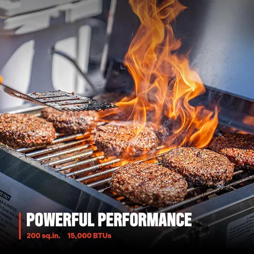 Vista 10 de Monument Grills Parrilla de gas propano de mesa para acampar al aire libre portátil cocinar con cerraduras de viaje, tapa alta de acero inoxidable
