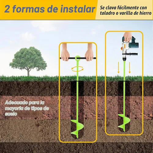 Vista 5 de Paquete de 4 anclajes de tierra de 18 pulgadas de largo, kit de anclaje de tierra con hoja en espiral, gancho de anclaje de metal resistente contra