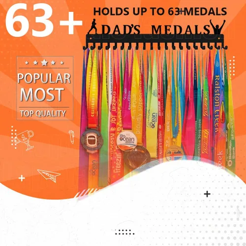 Vista 2 de Medal Hanger Display Rack-Wall Mount Steel for 63+ Medals Easy to Install