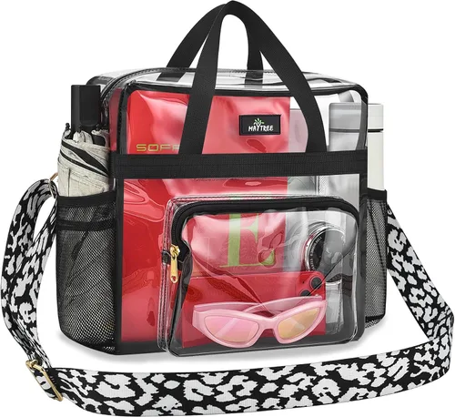 Vista 37 de MAY TREE Bolsa transparente para eventos en estadios de 12 x 6 x 12 pulgadas, bolsa de almuerzo transparente con correas reforzadas para trabajo
