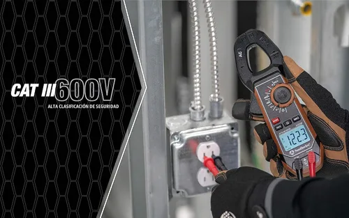 Vista 4 de Southwire Medidor de abrazadera 21510N - Medición de corriente CA de 400 A con probador de voltaje integrado, soporte de sonda de tercera mano