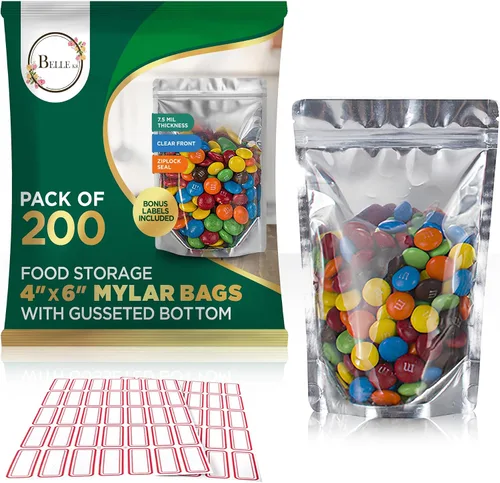 Vista 8 de BELLE KR® Bolsas pequeñas de Mylar de 3 x 5 para dulces liofilizados, paquete de 200 a 4 mil de grosor, bolsas transparentes de Mylar con ventana