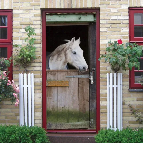 Vista 72 de Calcomanías 3D para puerta, murales para despegar y pegar, papel tapiz de caballo, calcomanías autoadhesivas extraíbles de PVC, impermeable, póster