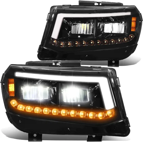Vista 10 de DNA MOTORING HL-HAY-020-CH Par de faros de halo completos con señal de giro secuencial LED, medio anillo, compatible con modelos 08-14 Dodge