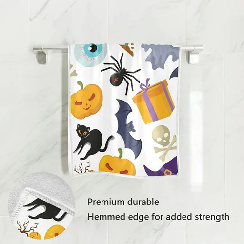 Vista 2 de senya Toallas de mano suaves de Halloween, calabaza de Halloween, fantasma, toallas de mano altamente absorbentes para baño