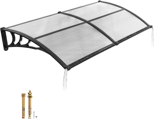 Vista 20 de VEVOR Toldo para puerta de entrada, toldo de puerta de ventana de 24 x 24 pulgadas con drenaje y soporte de ABS, cubierta de policarbonato