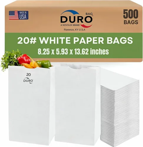 Vista 10 de Duro Bolsa de papel blanco de 2 libras, paquete de (500)