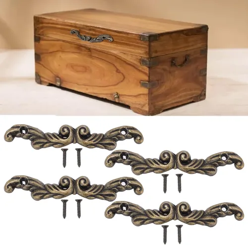 Vista 5 de Mango de cajón, exquisito patrón antiguo con tornillos para armarios para cajas de madera para cajas de regalo