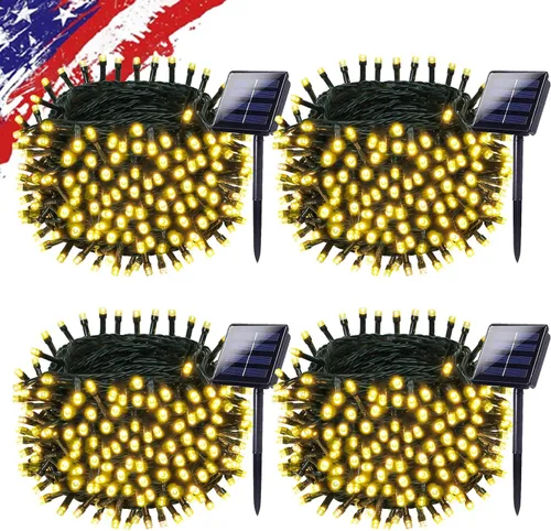 Vista 13 de KAQ - Juego de 200 luces solares LED para exteriores, impermeables, multicolor Total 66FT Flexible Wire With Bright LEDs, 8 Twinkle Modes with