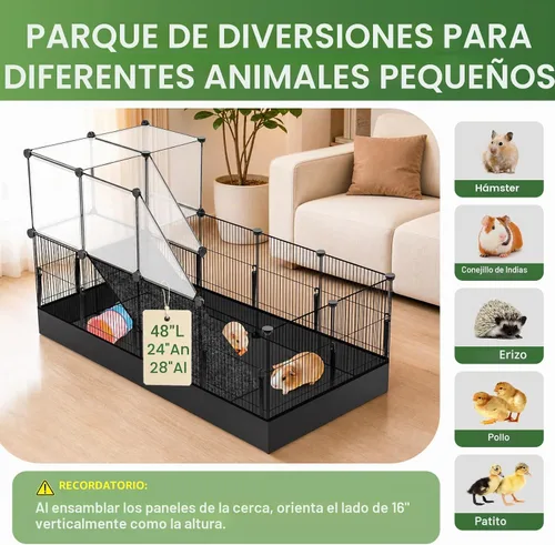 Vista 2 de VISCOO Jaulas de conejillo de indias mejoradas de 28 paneles, 48 x 24 x 28 pulgadas, corralito de animales pequeños con tapete impermeable, jaula