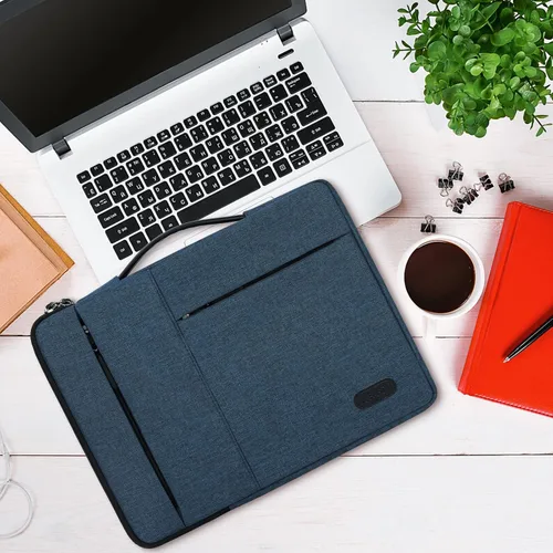 Vista 7 de Funda para laptop de 13.3, 14, 15.6 pulgadas, impermeable, duradera, bolsa de transporte para computadora de negocios, compatible con MacBook