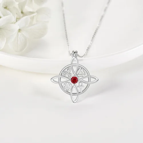 Vista 25 de YAFEINI Collar con dije de nudo de bruja de plata de ley, amuleto de bruja de cruz celta, regalo para mujer