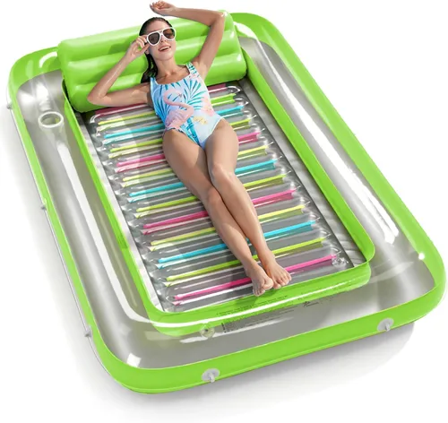 Vista 21 de Jasonwell - Flotador inflable para piscina, 4 en 1, almohadilla para tomar sol para adultos, relajarse en la piscina, flotador lleno de juguetes